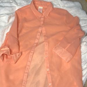 Peach long sleeve  button up shirt